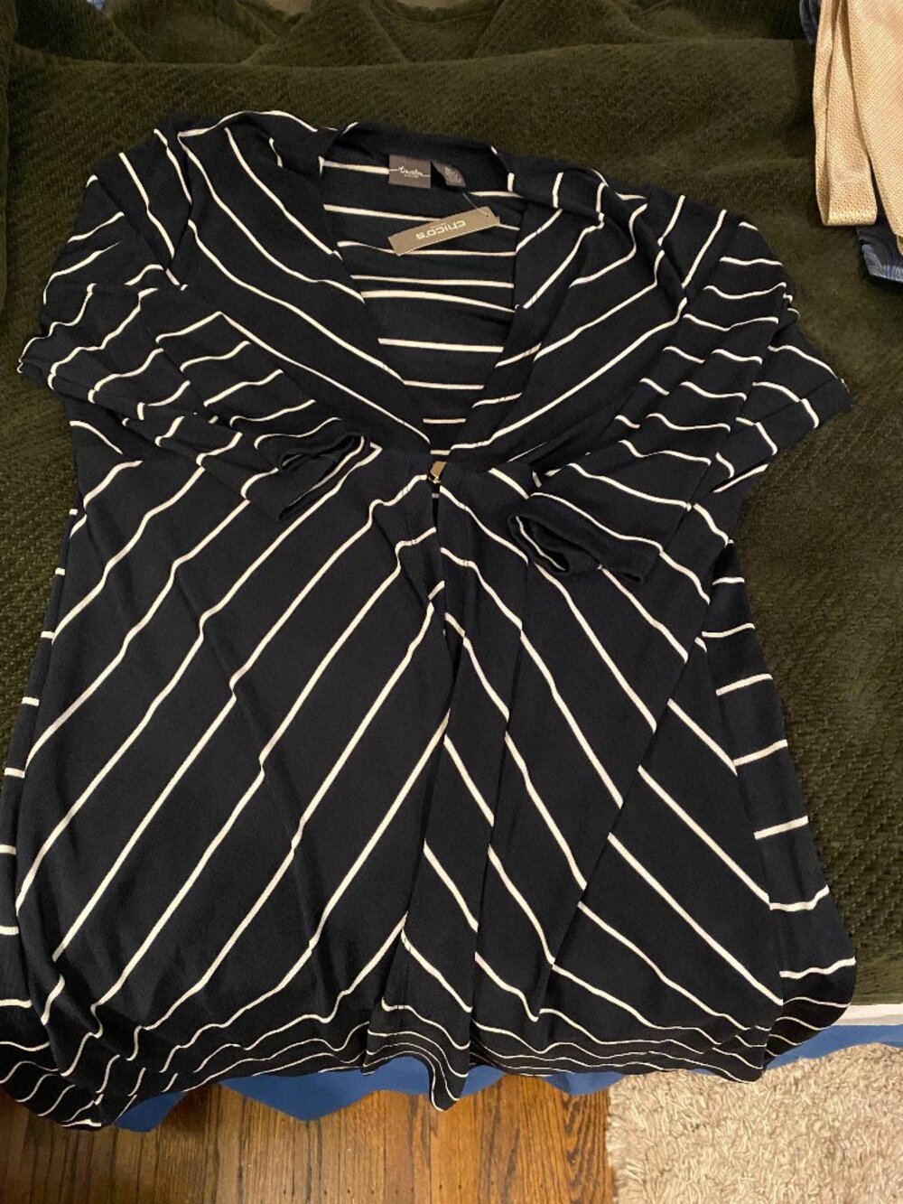NWT Chicos Black & White Striped Chevron Cover Up Size XL